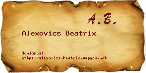 Alexovics Beatrix névjegykártya