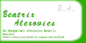 beatrix alexovics business card